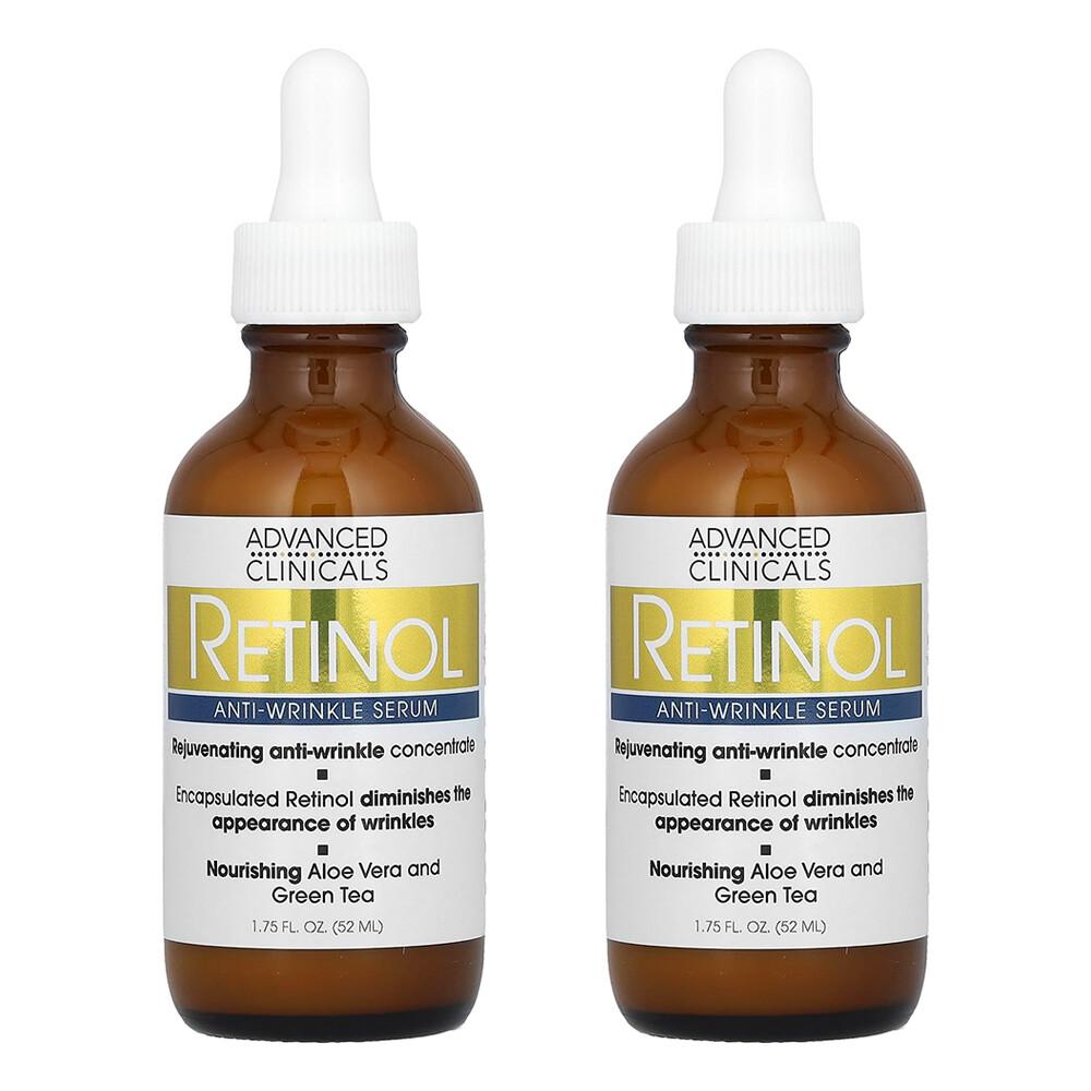 Advanced Clinicals Retinol Serum Anti-Wrinkle, 52ml (1.75 fl oz) - Duo Pack 52ml - 2 ea