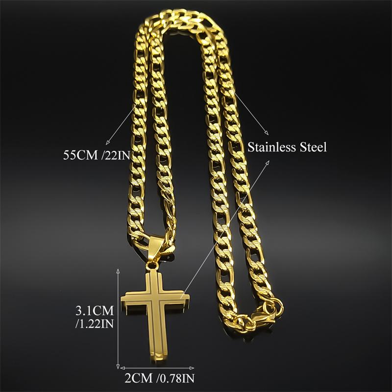 Stainless Steel Cross Necklaces for Men Women Gold Silver Color Hip Hop Crucifix Man Necklace Jewelry collar hombre NZZZ1331S02