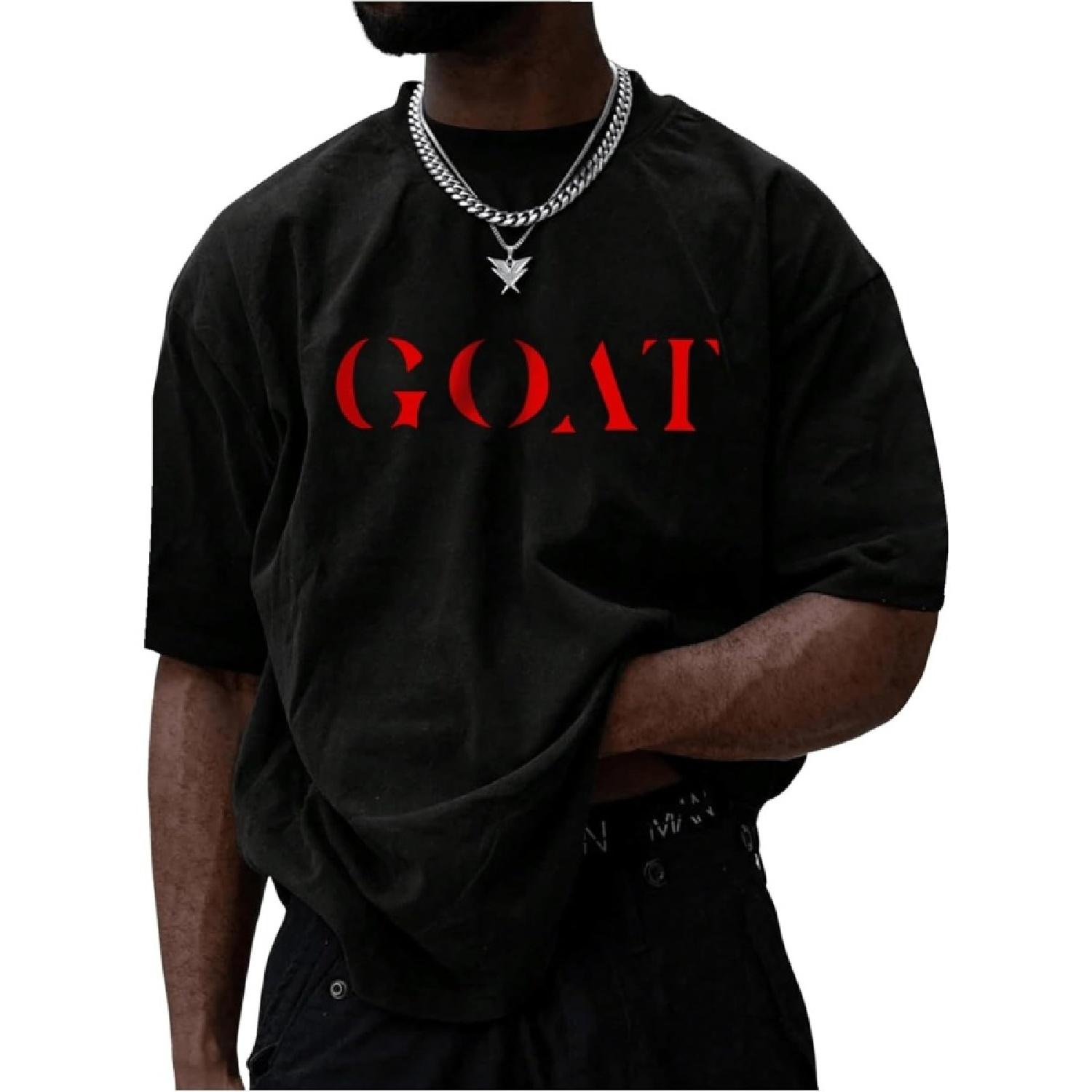 Men s Letter Graphic Tee Shirt Short Sleeve Crew Neck Cool Baggy Shirts S