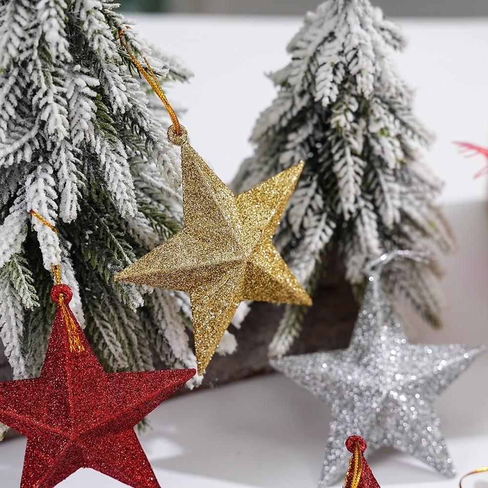 6Pcs DIY Star Ornaments Mini Xmas Tree Decoration  Holiday Decorations