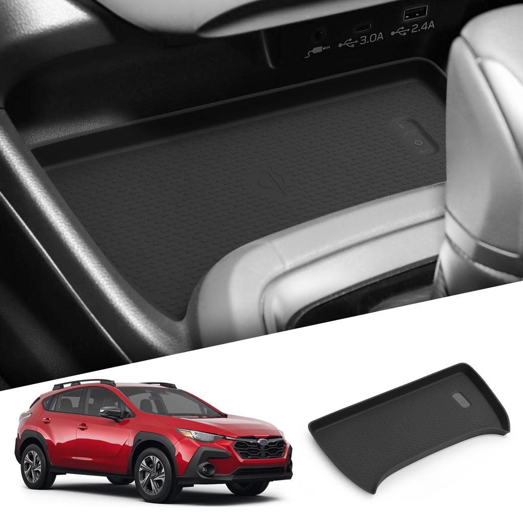 for Subaru Crosstrek 2025 Car Anti-Slip Pad Silicone Center Console Wireless Charger Interior Accessories Black