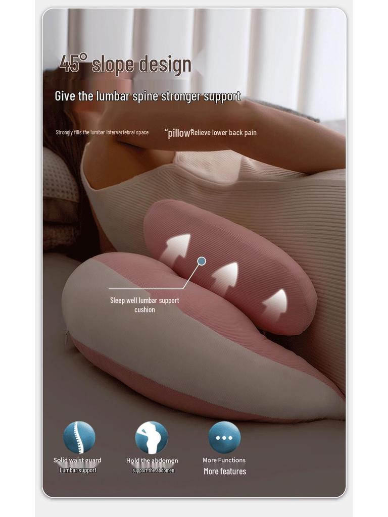 Maternity U-Shaped Pregnancy Pillow with Belly and Back Support for Side Sleepers