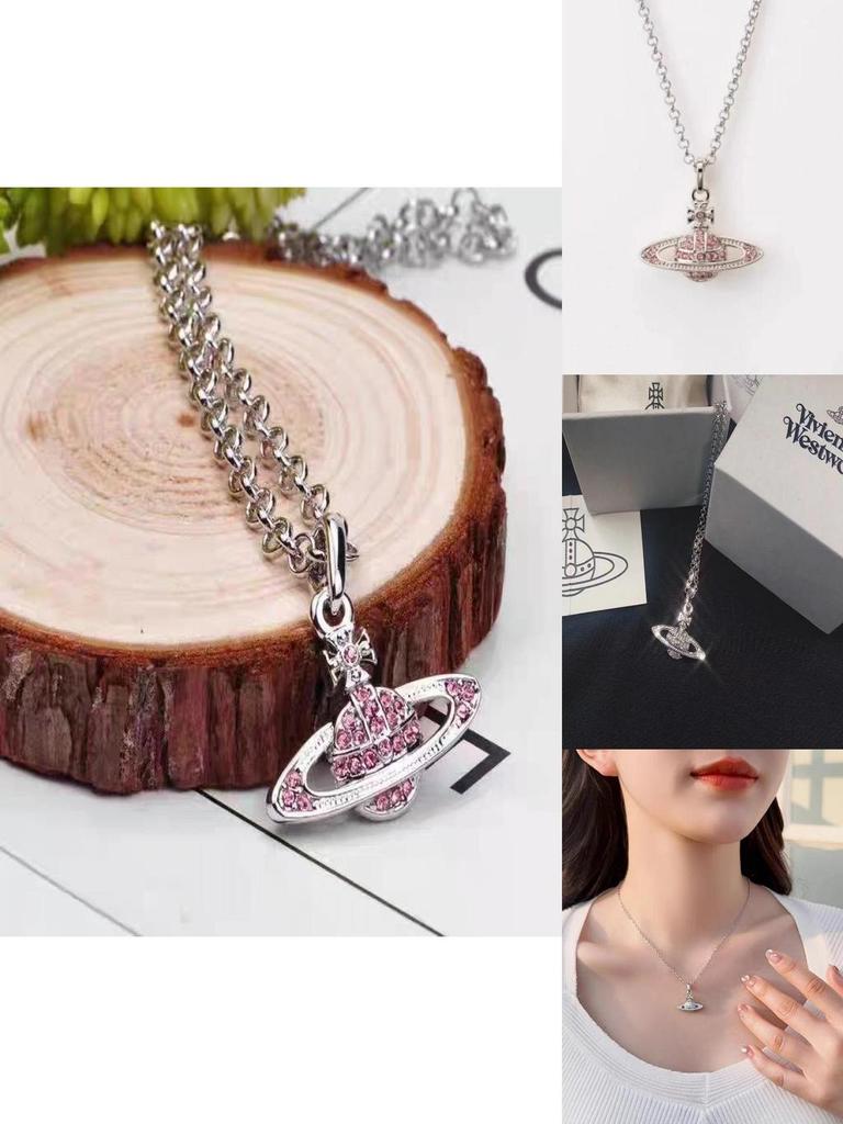 Elegant And Luxurious Saturn Necklace For Women Geometric Design With Sparkling Inlaid Diamonds