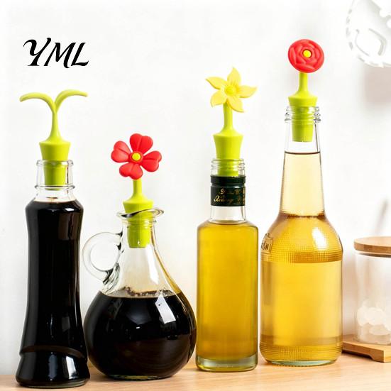 Reusable Silicone Bottle Stoppers Flower Wine Stopper, Food Grade Leak-Proof Sealer, Soft Flexible Sealing Lids Creative Floral Design Stopper for Red
