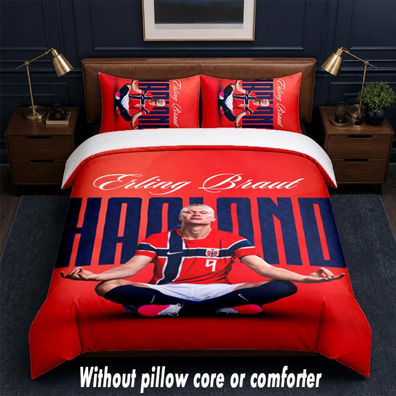 Set Biancheria da Letto Design Erling Haaland 1 Copripiumino + 2 Federe Morbido Traspirante Biancheria da Letto per la Casa