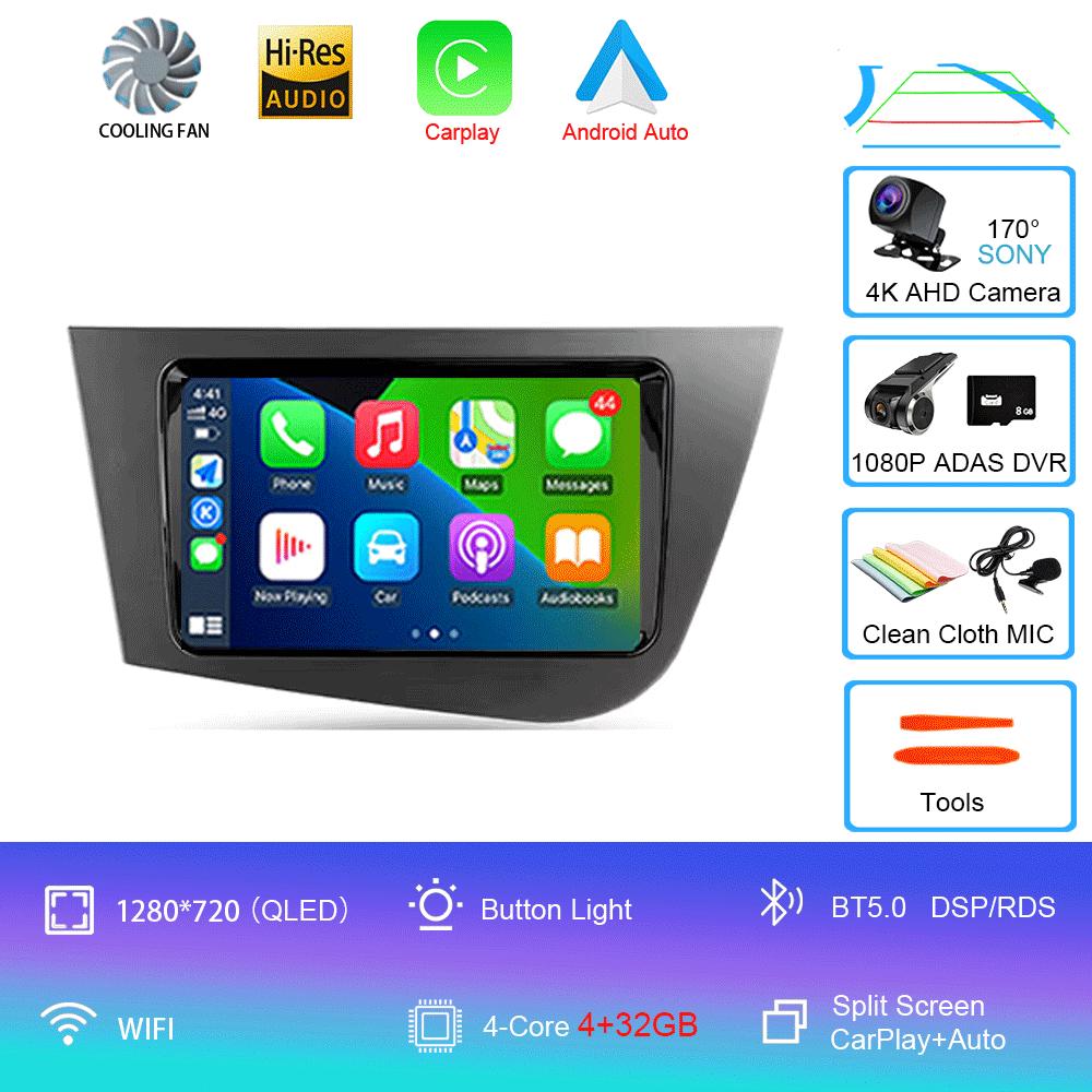 Car Radio Android 14 Navigation Multimedia Player For Seat Leon 2 MK2 LHD 2005 - 2012 Carplay Auto Stereo wifi+4G Video Ai Voice