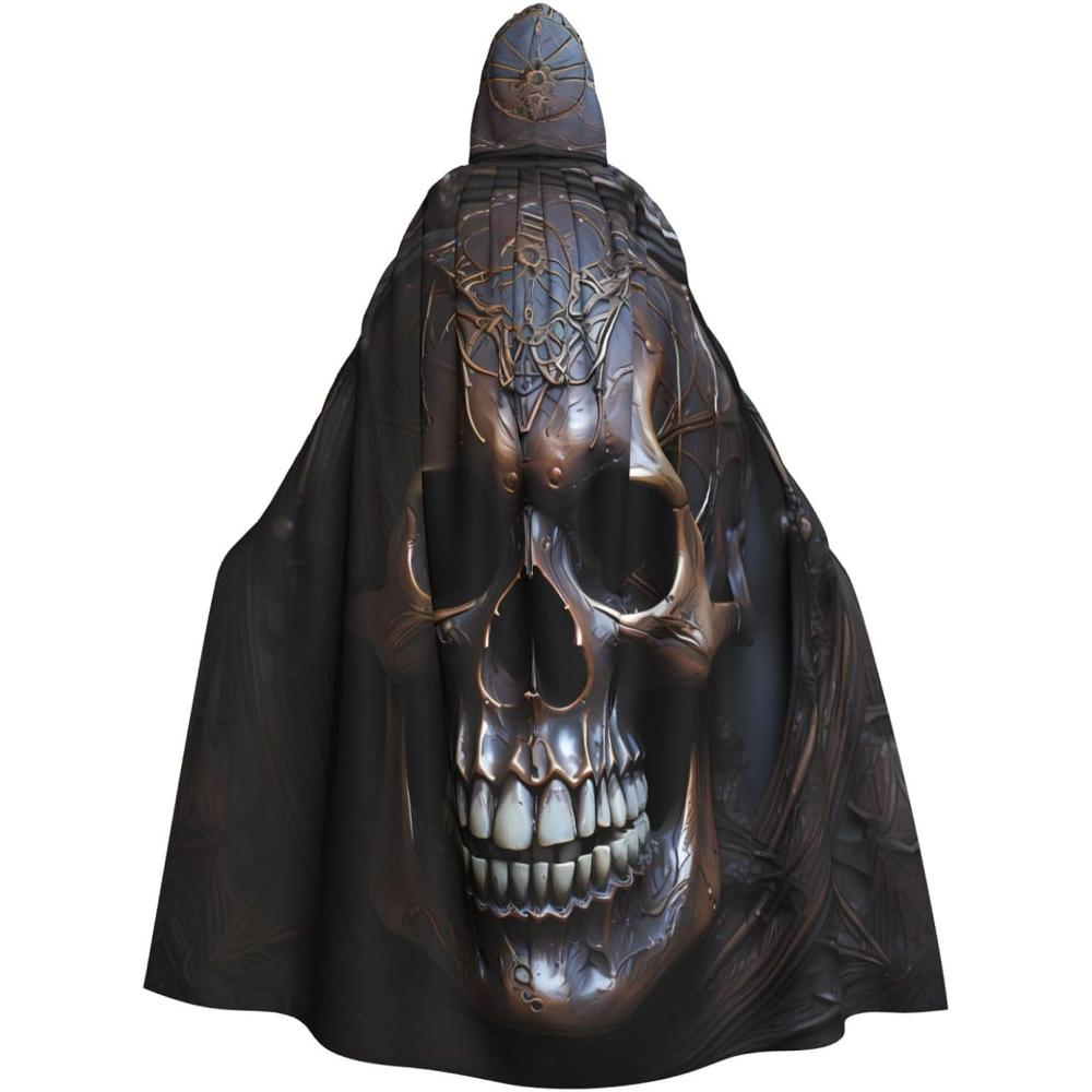 Skull Prints Hooded Cloak for Halloween, Role-playing, and Costume Parties - Comfortable and Durable