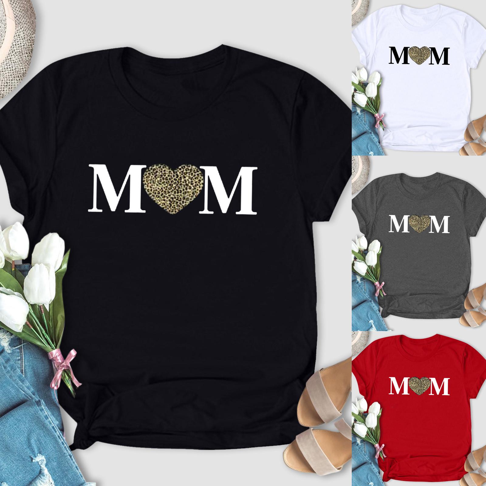 

Женская модная блузка с короткими рукавами и принтом в виде сердца на День матери