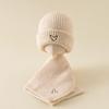 Love Heart Embroidery Scarf Hat Set Windproof Ear Protection Hat New Beanie Hat  Outdoor Sports