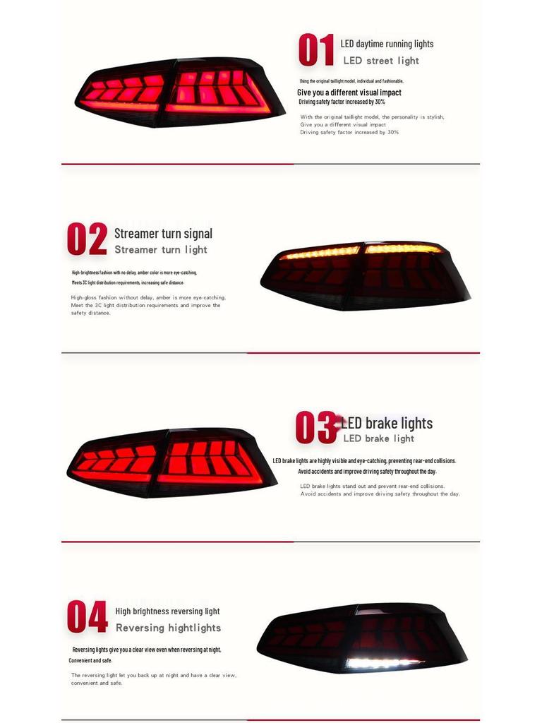 LED Running Light & Flowing Turn Signal Taillight Assembly for 2017-2019 Volkswagen Magotan B8