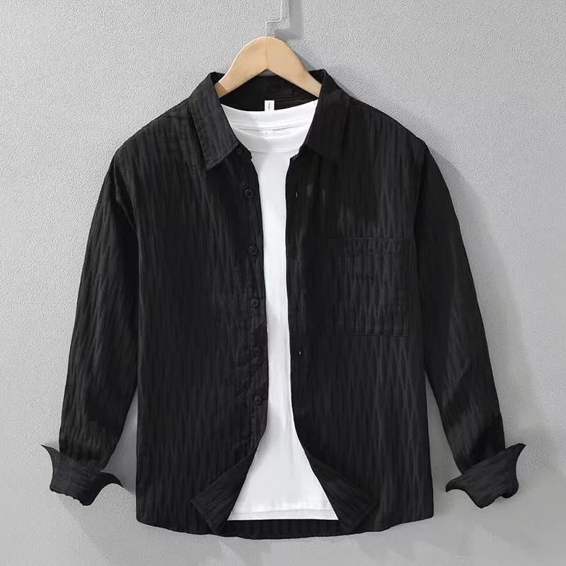 

Свободная рубашка в вертикальную полоску в японском стиле с длинными рукавами, мужская, весна-осень, простая, повседневная, свободного покроя, высококачественная рубашка 3XL чёрный