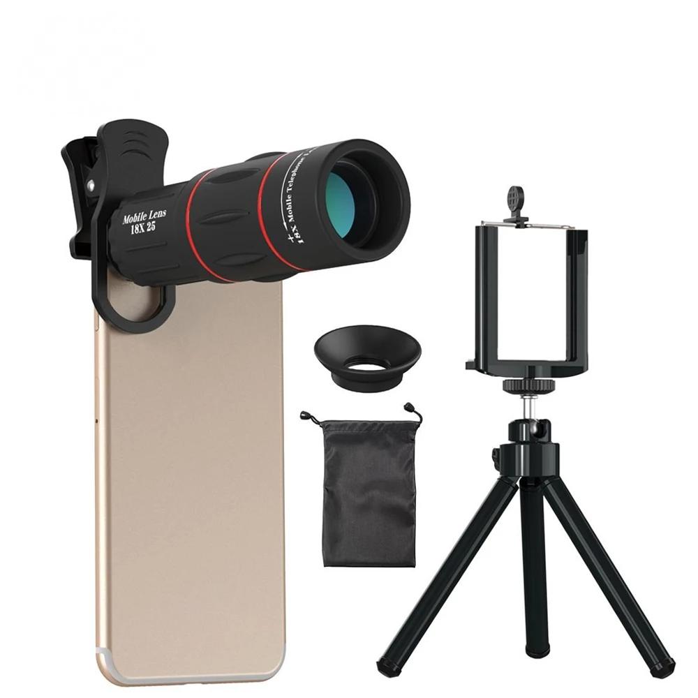 Telescope Telephoto Lens 18X Zoom lens with Tripod Monocular Mobile Phone camera Lens for Hunting Scope Sports Outdoor Camping