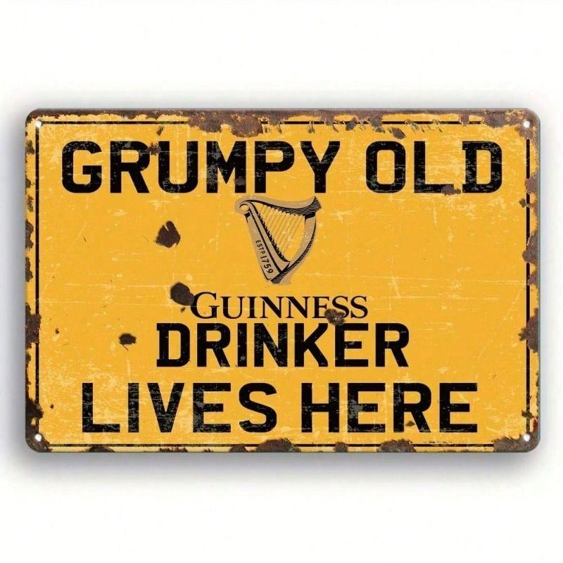 

Metal Wall Art Sign, Vintage Bar Pub Home Decor, Old Age Drinkers Live Here