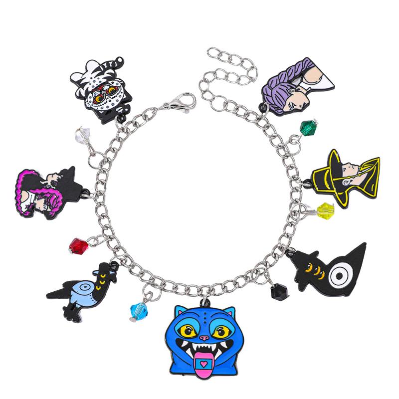 Cartoon Anime K-Pop Demon Hunters Saja Boy Metal Enamel Pendant Bracelet Jewelry Accessories  Fan Party Gift For Friends