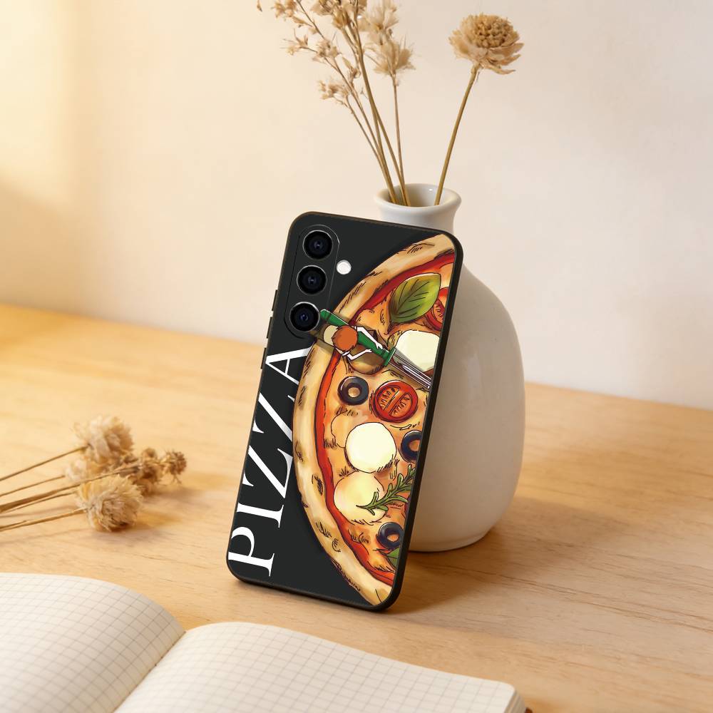 pizza Phone Case For Samsung Galaxy A73,A72,A71,A70,A53,A52,A51,Soft Silicone Black Cover
