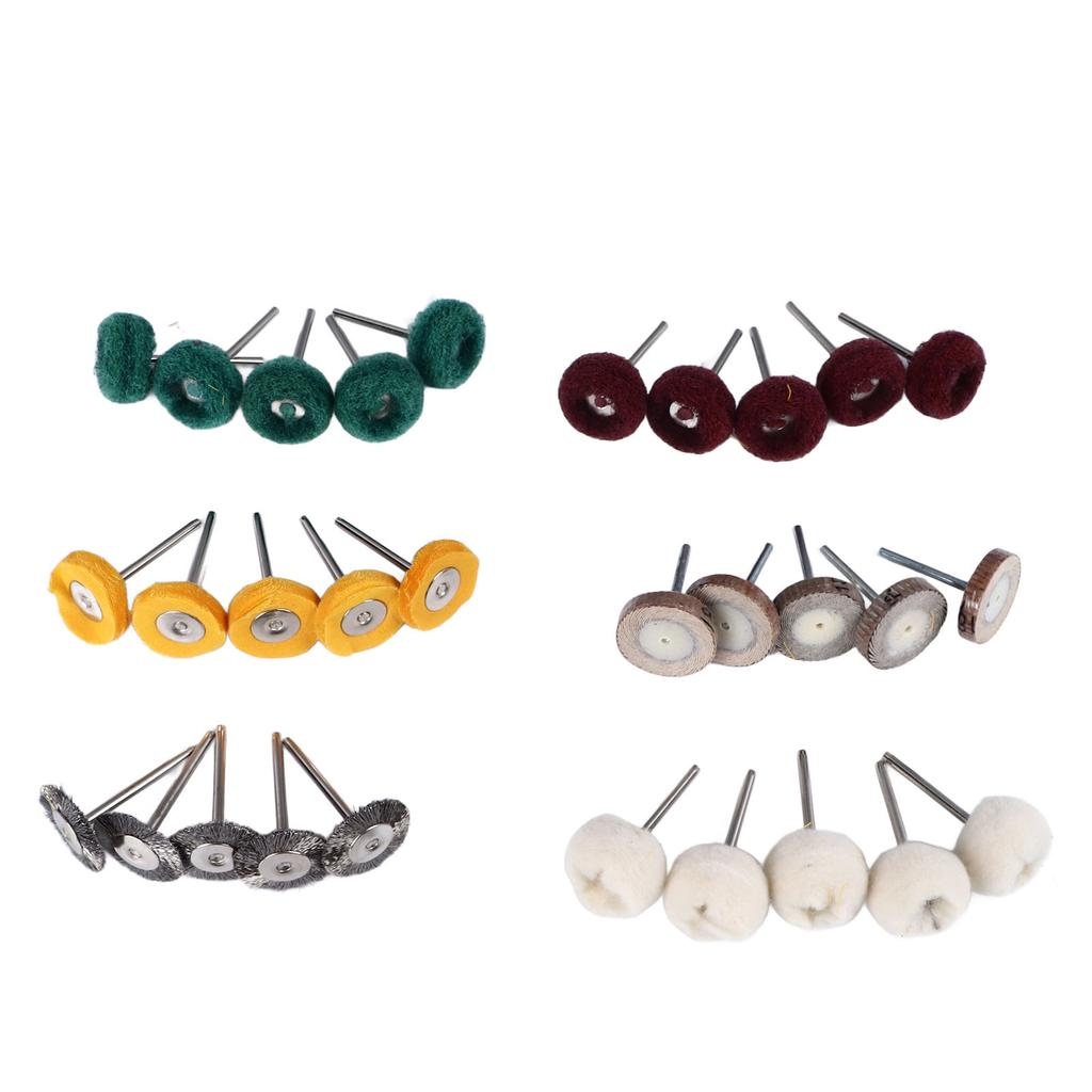 30 Stück Polier-Schwabbelscheiben-Set Metall-Rostentfernung mit 0,4 cm Schaft Power-Rotationswerkzeugteile