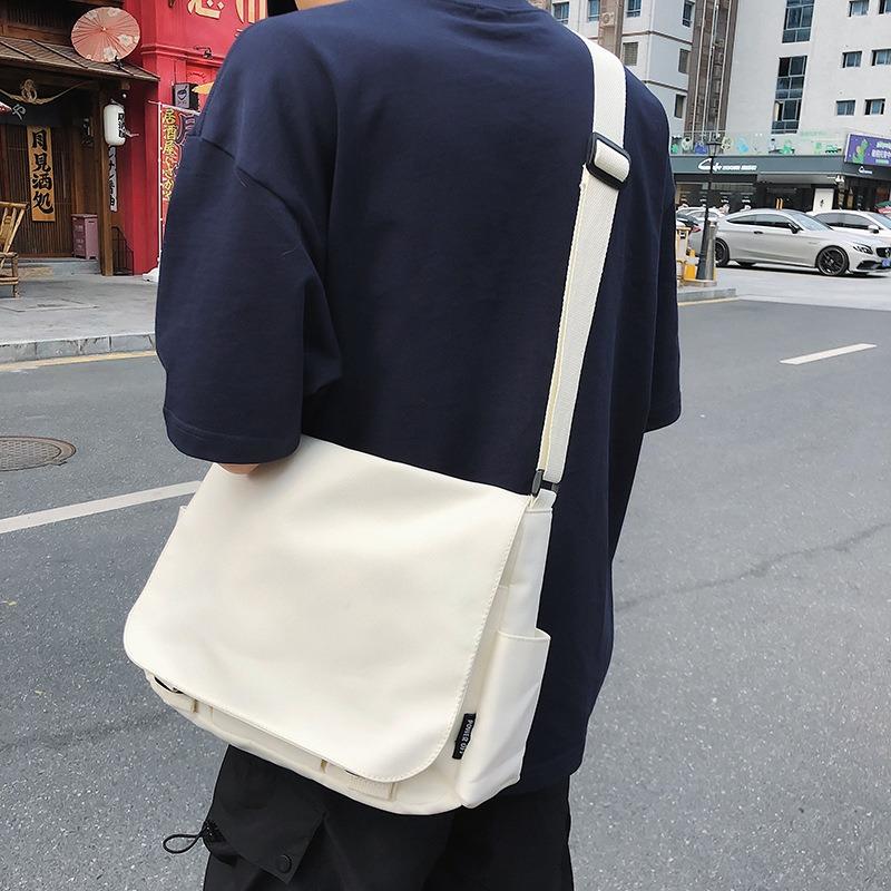 Harajuku simple shoulder bag canvas messenger bag casual versatile student schoolbag large capacity men's back bag