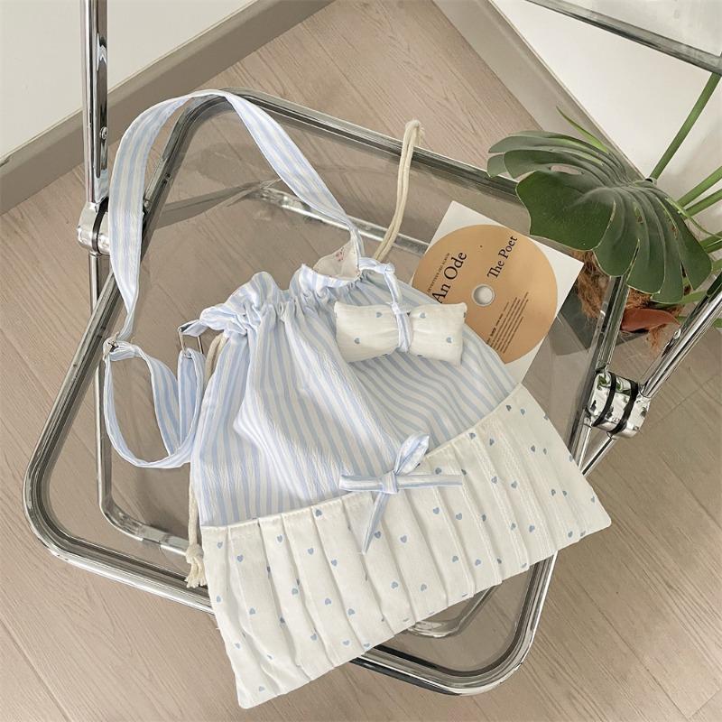 

Сладкая и ценная сумка-мессенджер на плечо с бантом и полосками, женская модная дизайнерская сумка-тоут на плечо синий