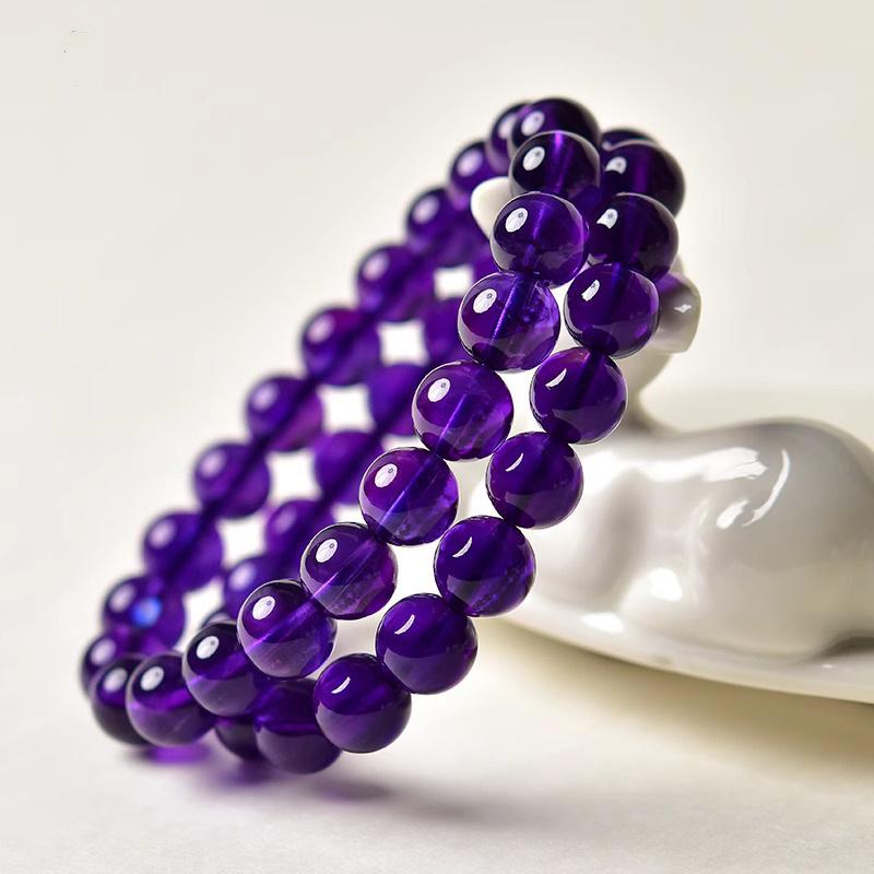 Natural Amethyst Bracelet with Deep Purple Translucent Beads - Women's Imitation Uruguay Crystal Bracelet