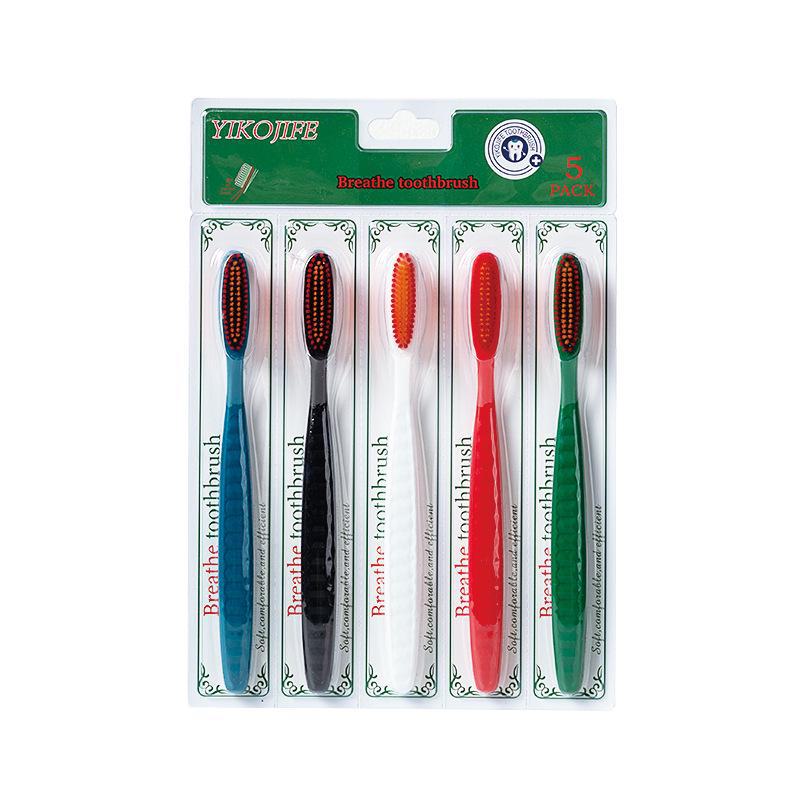 Brosse à dents à poils souples en charbon de bambou pour couples - Tête large pour un usage domestique