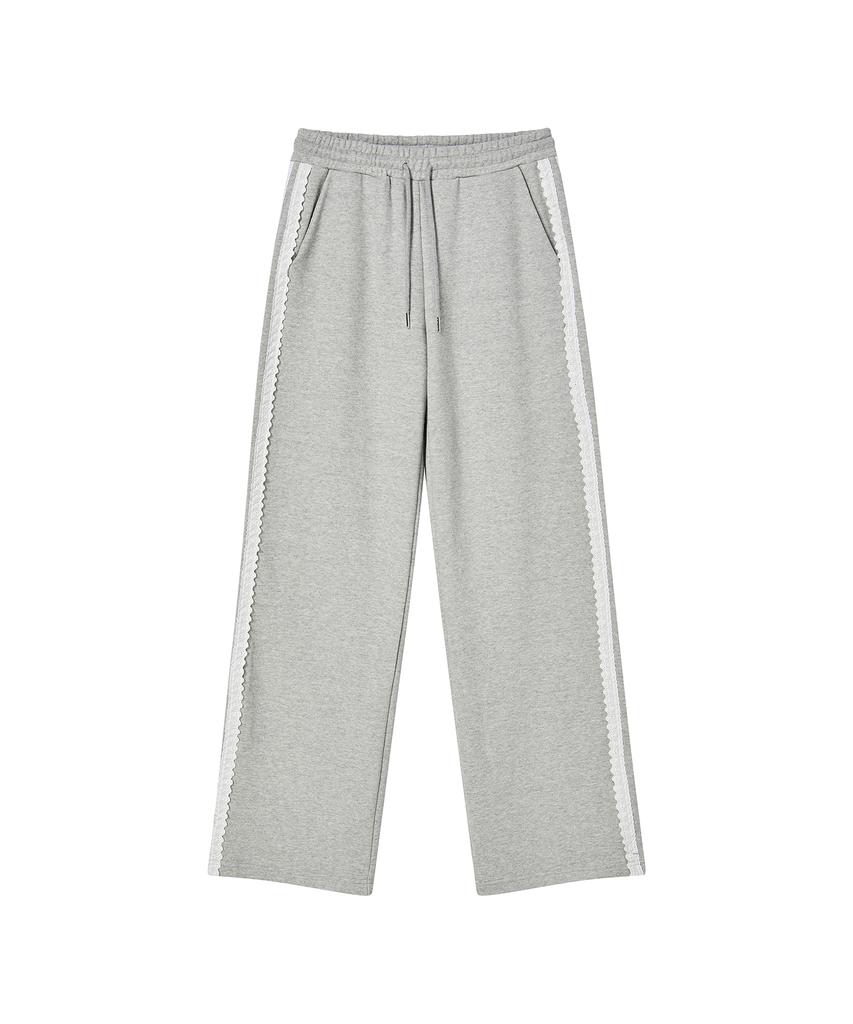 AWESOME STUDIO Lace-Detailed Sweatpants Melange Grey