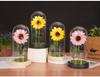 Sunflowers Artificial Flowers In Plastic Dome with LED Strip, Birthday Gifts for Mom & Grandma, Sunflower Decor On Mother's Day