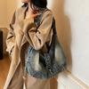 Denim Bag Women Shoulder Bag Studded Commuter Tote Bag