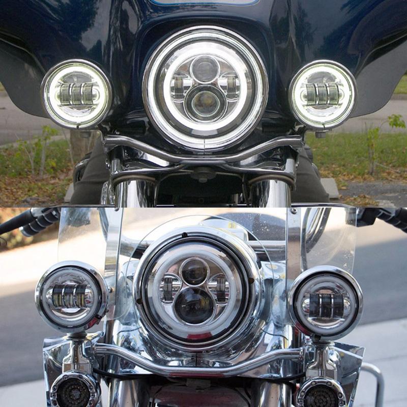 2pcs 30W 4.5 Inch Motorcycle Led Fog Light 6000K DRL Led Headlamp for Harley Moto Motorbike Working Lighting Bulb for Car ATV .