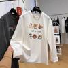 Women's Long Sleeve Top O Neck Casual Graphic Tee Loose Fit Cartoon Print Thermal Derun Fabric Winter Basic Shirt