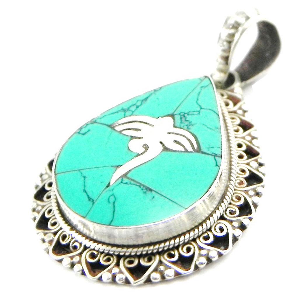 Les Trésors De Lily [I2801] - Turquoise 'Hatari' Silver Pendant