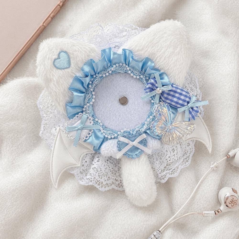 Lace Edged Badge Display Case Cat-Ear Shape Can Badge Cover Lightweight Badge Holder  Ita Bag