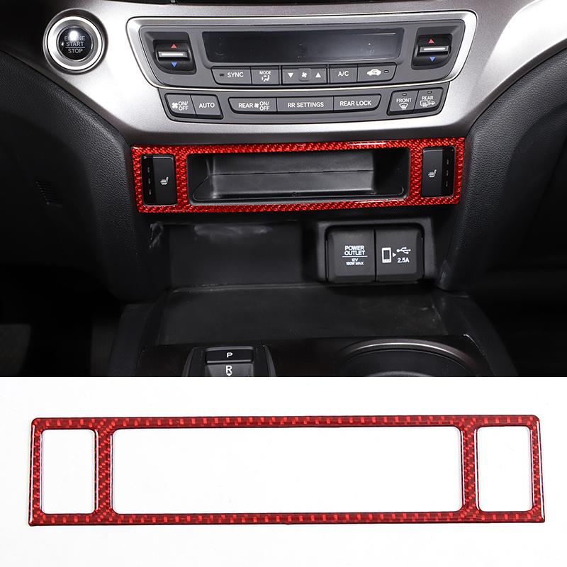 For Honda Pilot 2015-2019 Red Soft Carbon Fiber Air Vent Frame Vanity Mirror Cover Interior Decorative Sticker Auto Parts X12