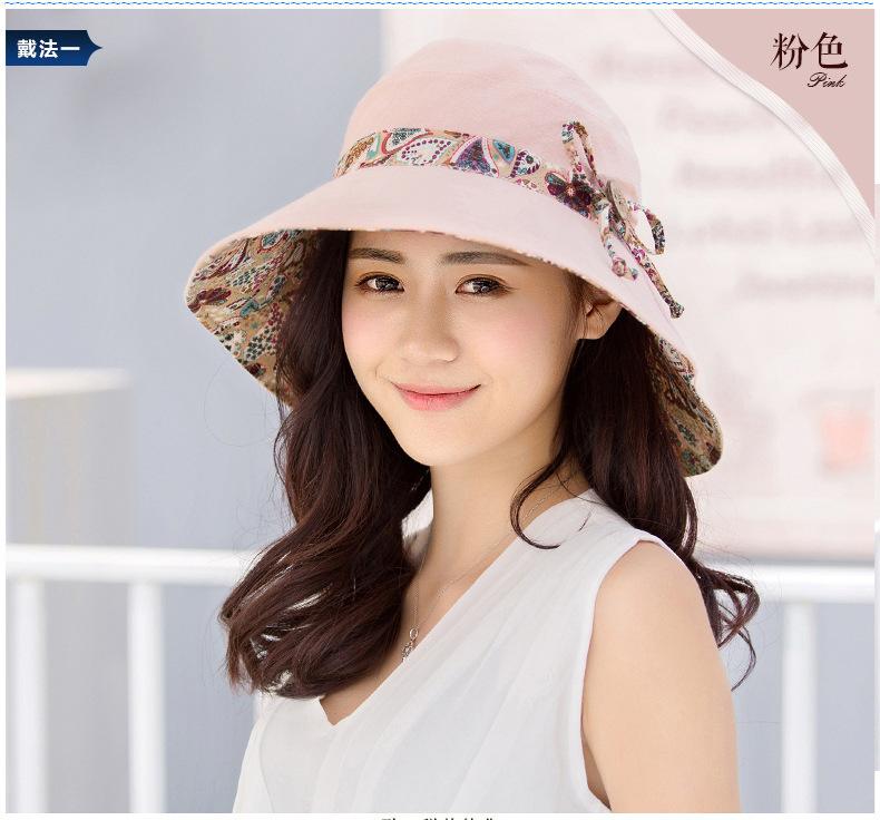 Summer ladies, sun hat, sun hat, outdoor visor hat, folding large edge beach hat, versatile