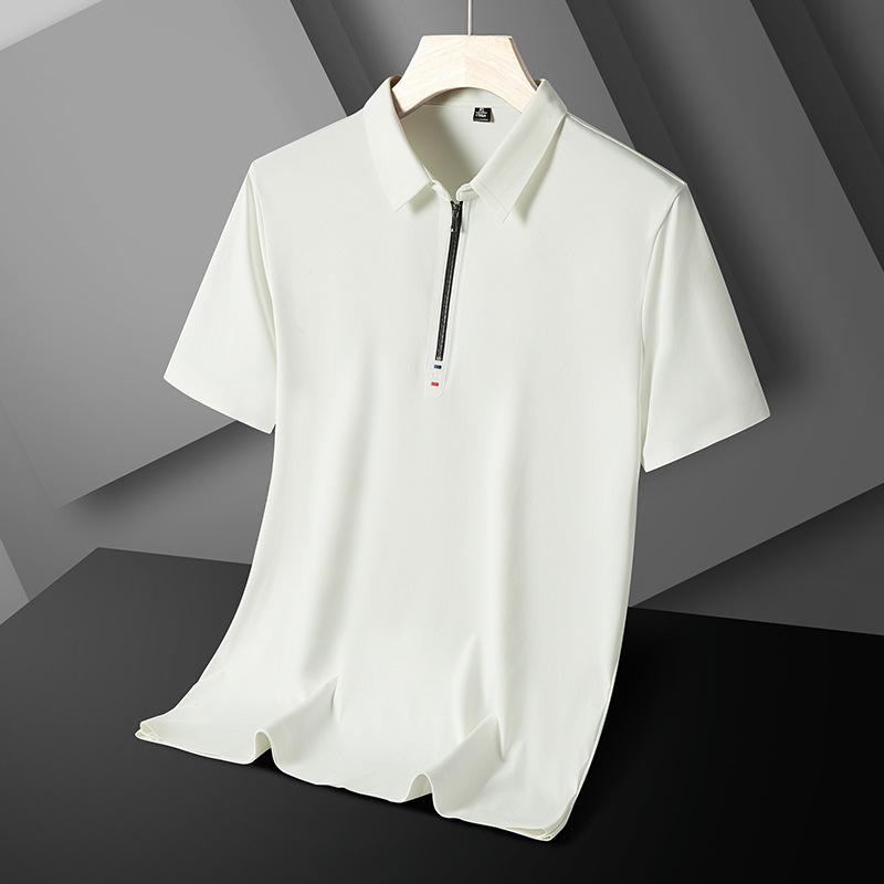 Summer Zipper Polo Shirt Men's Summer T-shirt Short Sleeved Polo Shirt Short Sleeved T-shirt