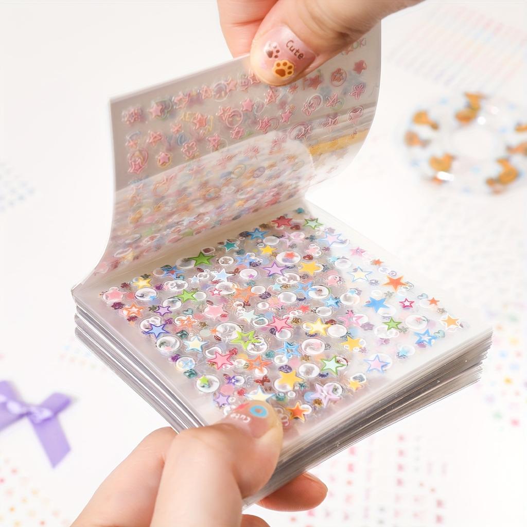 25 Sheets Mini Cartoon Die-Cutting Sticker Book, Cute Decorative Stationery Stickers, DIY Scrapbook Diary Album Nail Art Decal