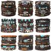 Cross-border beaded bracelet multi-layer vintage devil's eye love feather horn hand-woven multi-piece set