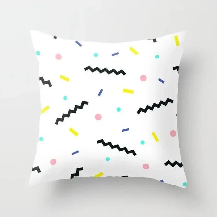 40/45/50 Mint Pink Throw Pillow Case Memphis Inspired Pattern Check Cushion Covers Home Sofa Chair Decorative Pillowcases