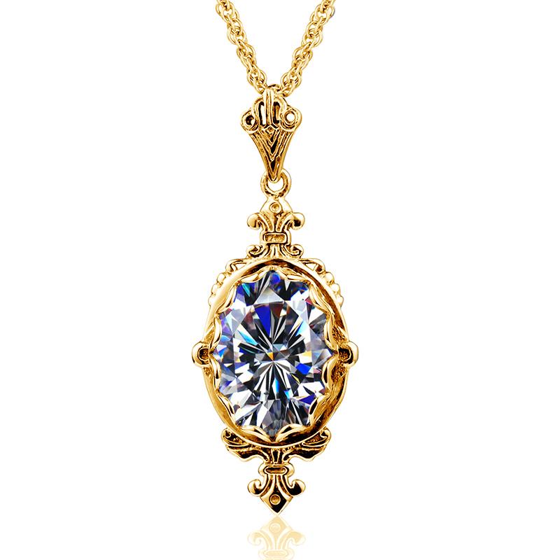 100% Sterling Silver 925 Citrine Necklace Women Luxury 10*14mm 8ct Oval Yellow Stone Pendant Victoria Style Jewelry Gift Female