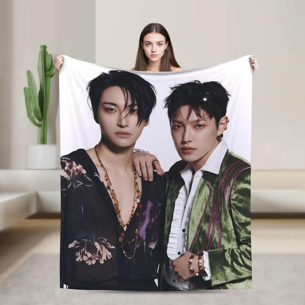 San Ateezs Kpop Blankets Fleece Textile Decor Portable Ultra-Soft Throw Blanket for Home Couch Bedspreads