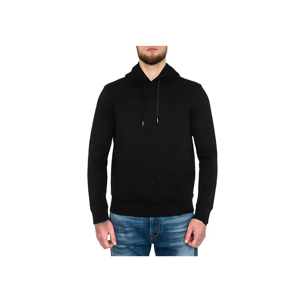 Emporio Armani Hooded Pullover All-Over Print Long Sleeve Sweatshirt Men Sweatshirt Black 6L1MQ2-1JHSZ-0012
