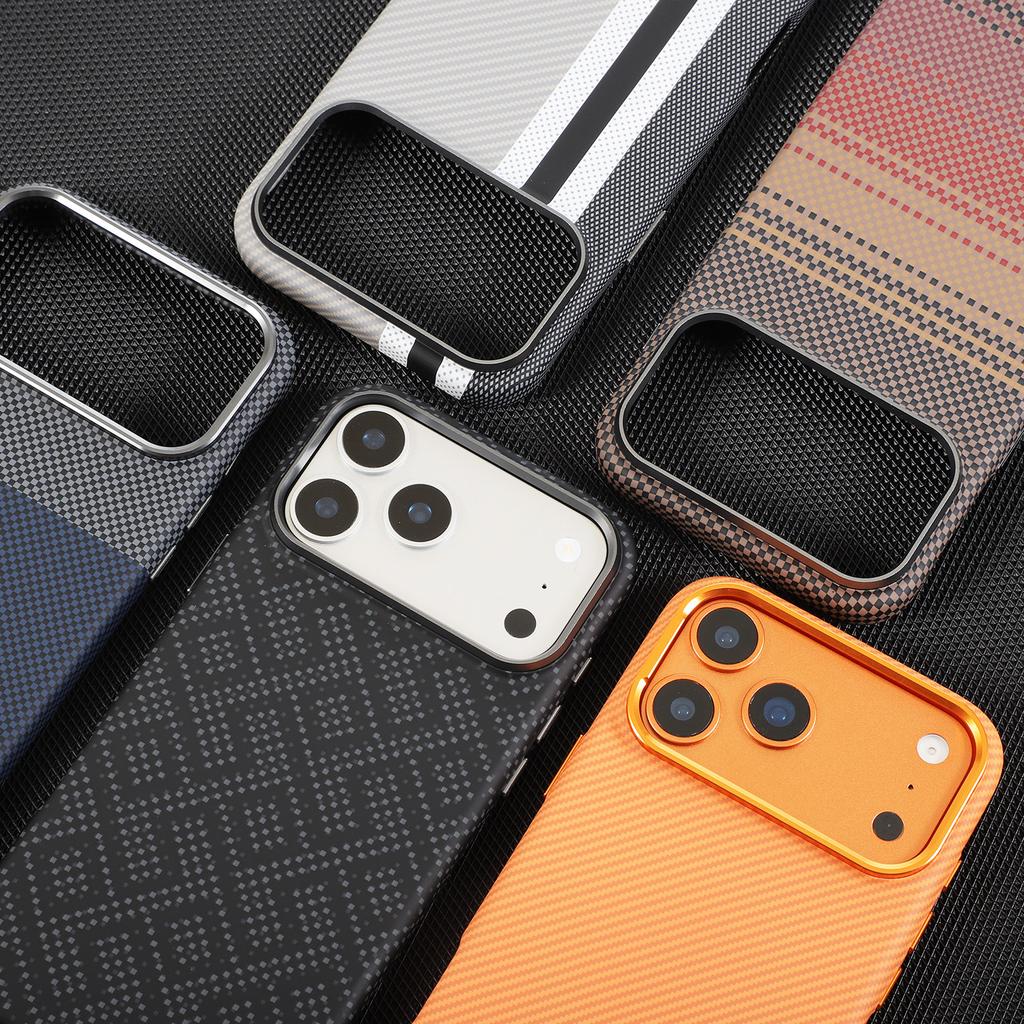 Kevlar Carbon Fiber Texture Magnetic Wireless Charger Phone Case for IPhone 18 Pro Max 17 16 15 14 13 12Pro 11 Air Shockproof Protection Cover