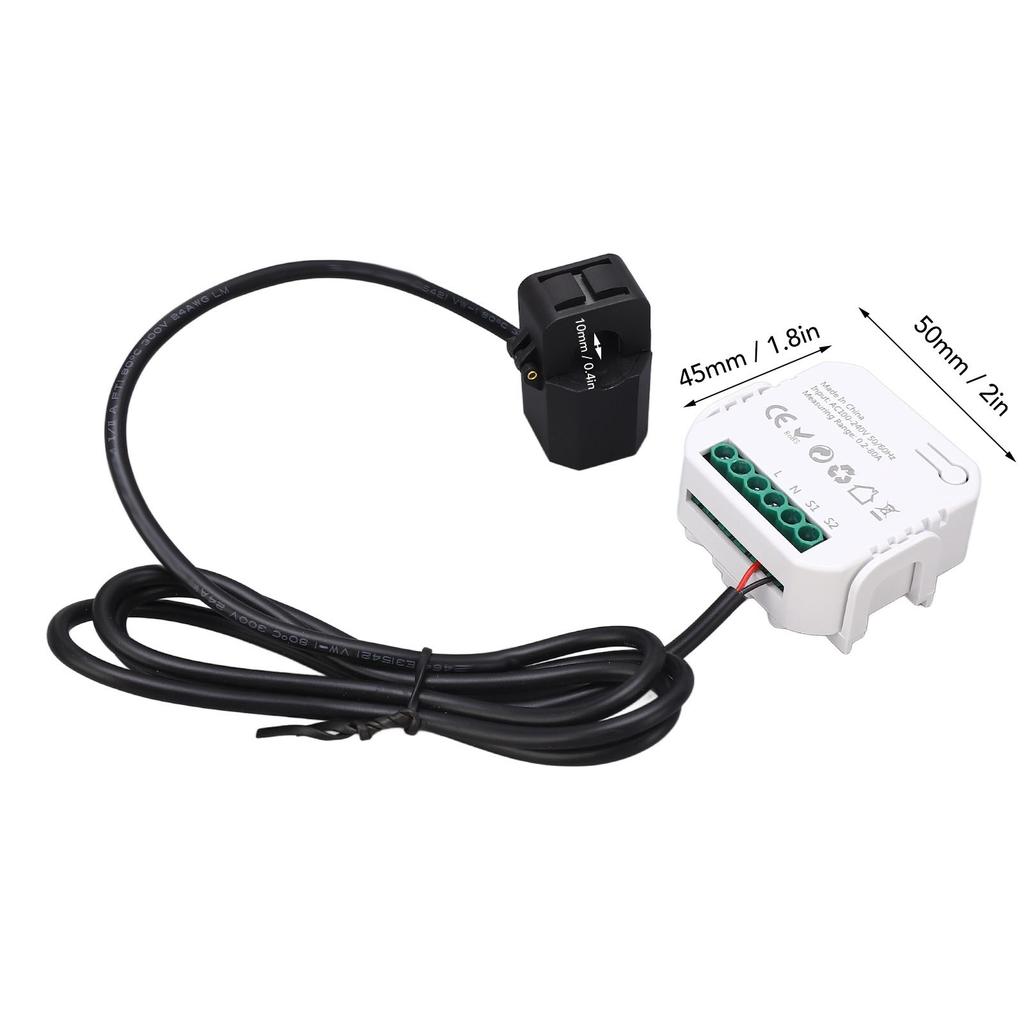 WiFi Energie Monitor Einphasen Smart Stromzähler mit Klemme Stromverbrauch Monitor 100‑240VAC