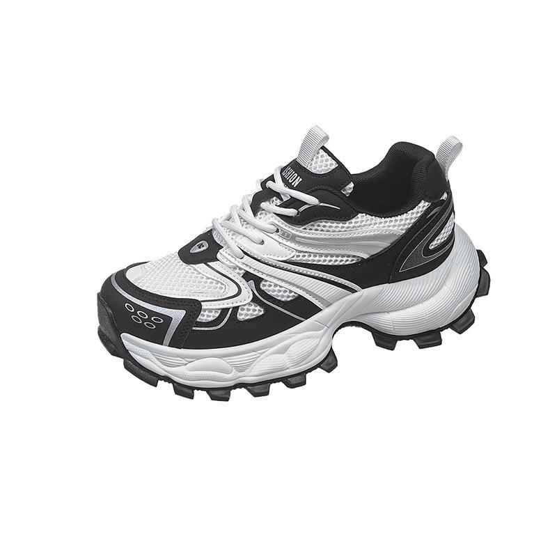 

2025 осень новая платформа женские черные универсальные ретро сетка парижский стиль модные повседневные спортивные туфли 40 чёрный