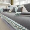 Herringbone Pattern Chenille Leaf Edge Splicing Sofa Cover Non-slip Couch Cover Living Room Sofa Backrest Armrest Protector Mat