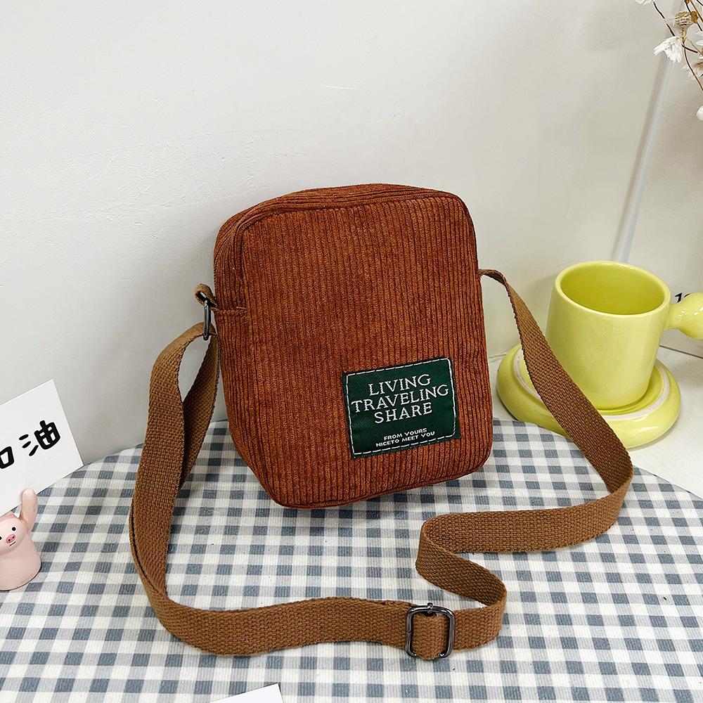 FASHION Cute Girl Canvas Bag Ins Small Crossbody Bag Female Student Solid Colour Simple Adjustable Strap Shoulder Bag Daily Women'S Bag