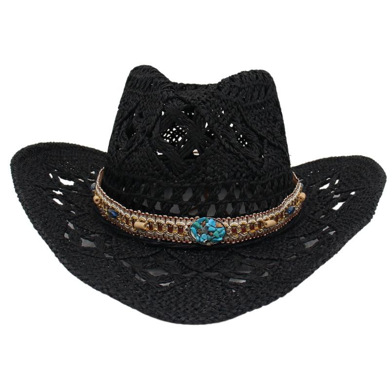 Ethnic Style Hollow Cowboy Hat Tibetan Tibetan Straw Hat Breathable And Cool American Warped Edge Foreign Trade Retro Top Hat