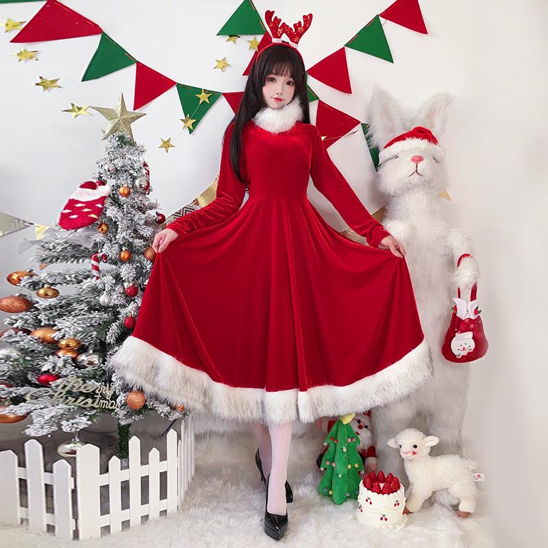 2026 Christmas Costume Japan Lotte Santa Claus Christmas Costume Stage Party Cos Performance Costume Dress