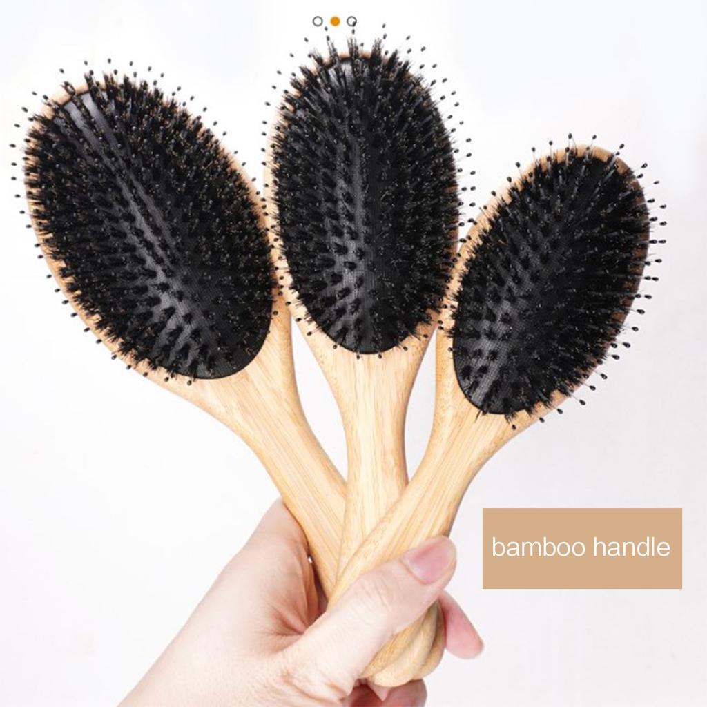Boar Bristle Hair Brush For Women Men Kid Soft Natural Bristles Brush For Thin Hair Simulated Shine Texture Bamboo Comb