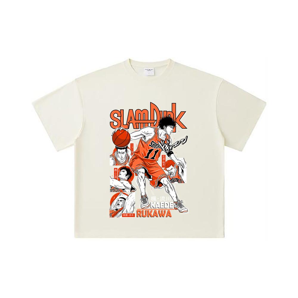 

260 GSM Double Yarn 32 Count 100% Cotton Slam Dunk V3 Kaeda Print Unisex Heavy Cotton T Shirt S