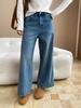 Sinan Early Autumn French Blogger High-Grade Blue Wide-Leg Loose Jeans - Style SN7767
